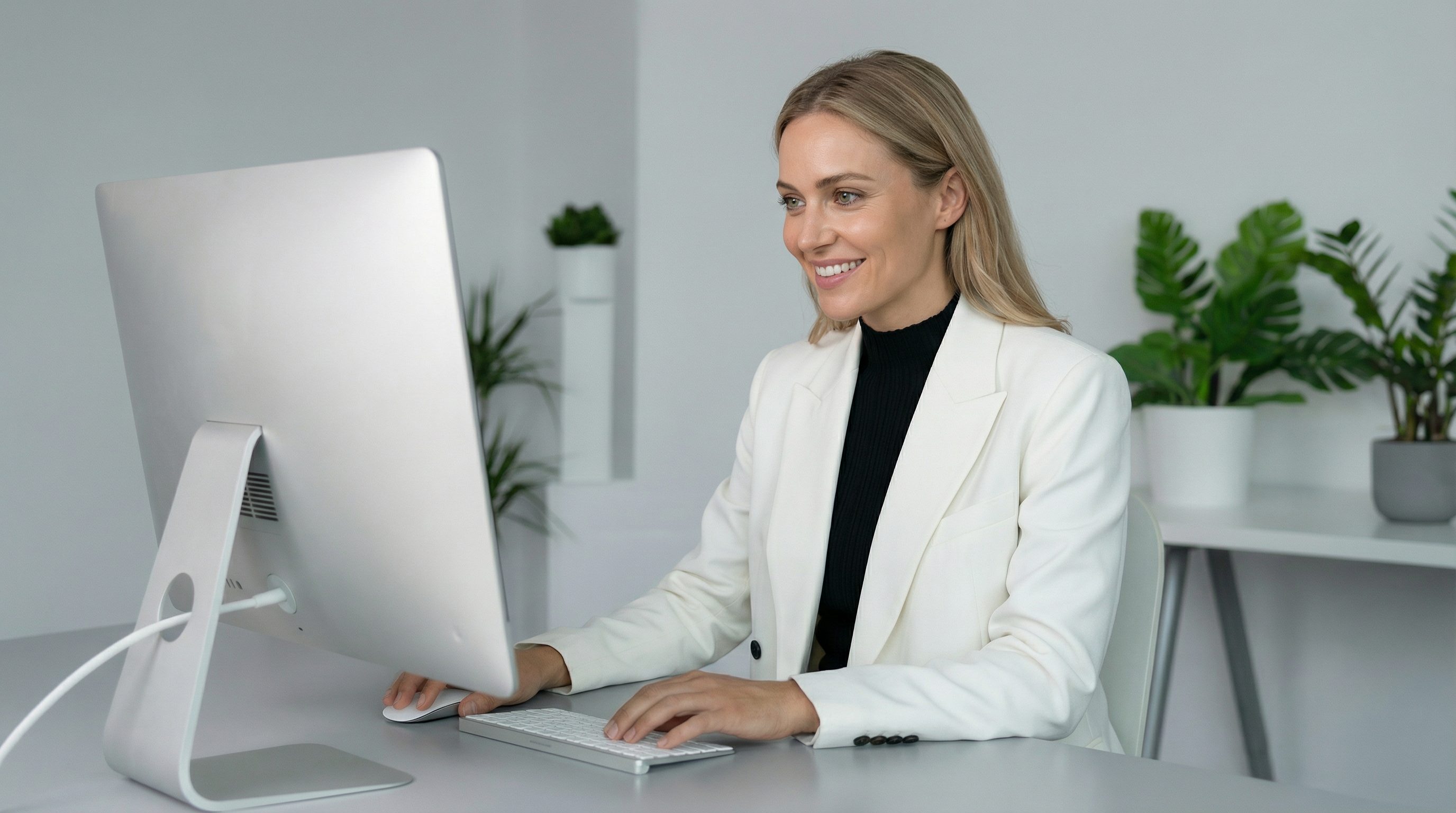 Сотрудница работает с системой Effect